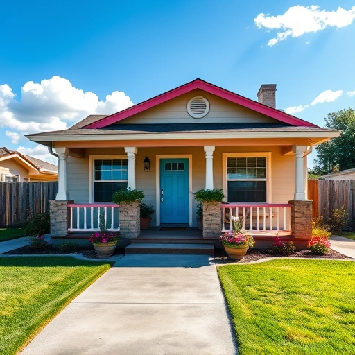 Charming single-family home in Folsom CA with vibrant exterior paint, lush lawn, and inviting front porch.