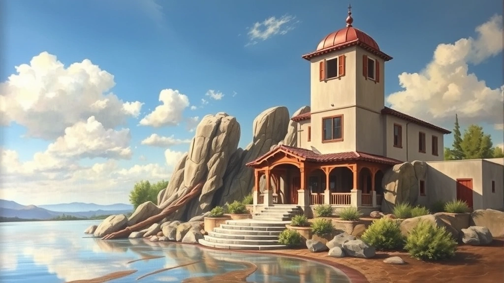 Painting in Granite Bay, CA featuring vibrant colors and abstract shapes in a serene landscape.