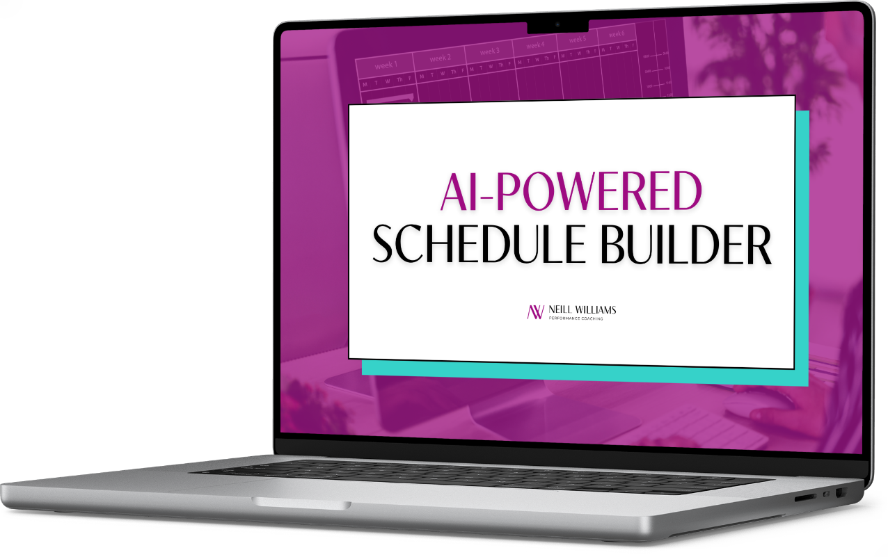 Image of Laptop with Title Card: AI-Powered Schedule Builder