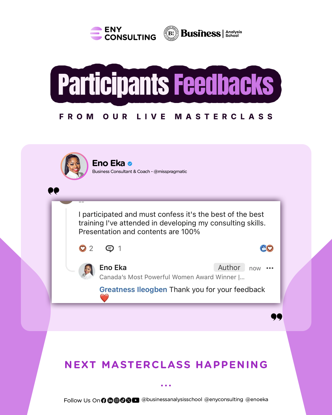 Masterclass testimonial — Louisa Bowman, CAMS