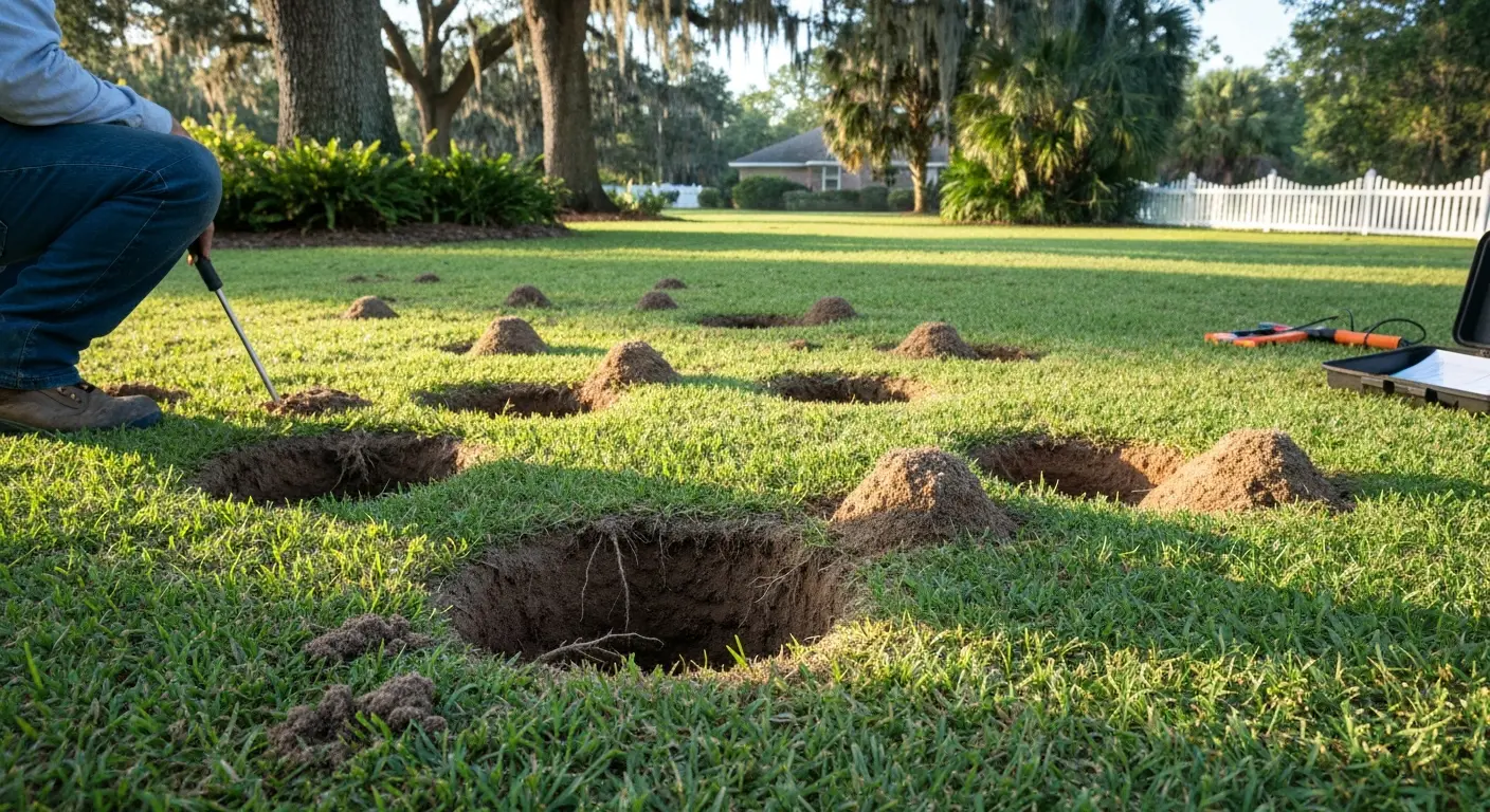 Armadillo burrowing damage