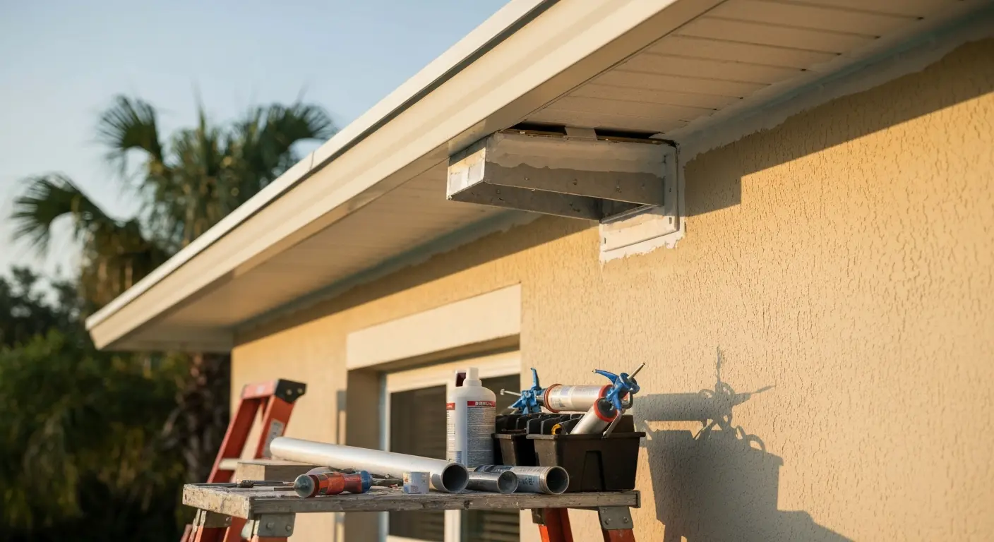 Bat exclusion device installation on eave