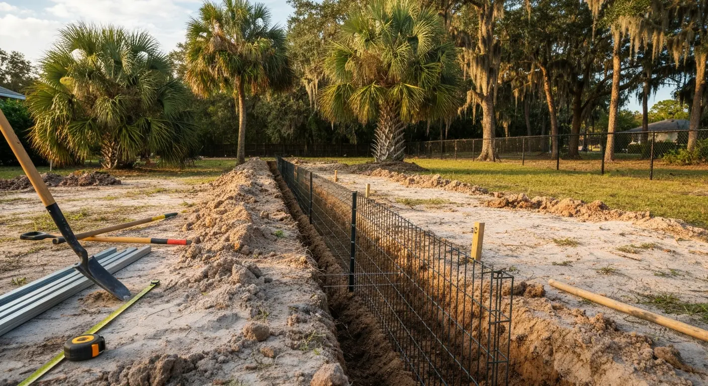 Underground exclusion fencing installation