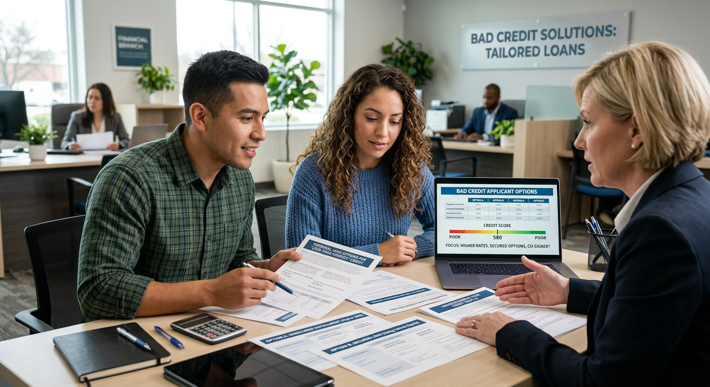 Lenders and borrowers reviewing personal loan options for bad credit applicants