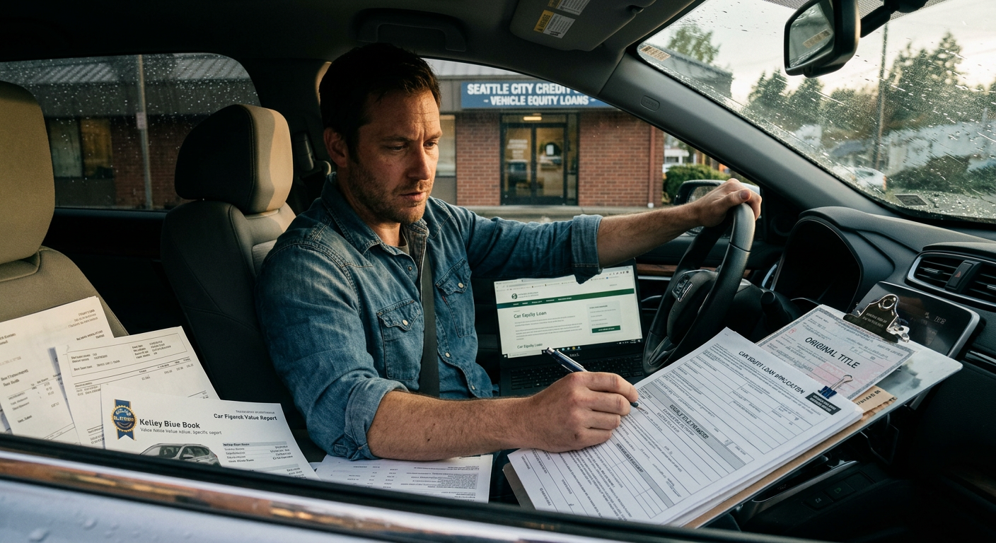 Person working to secure a personal loan using car equity as collateral