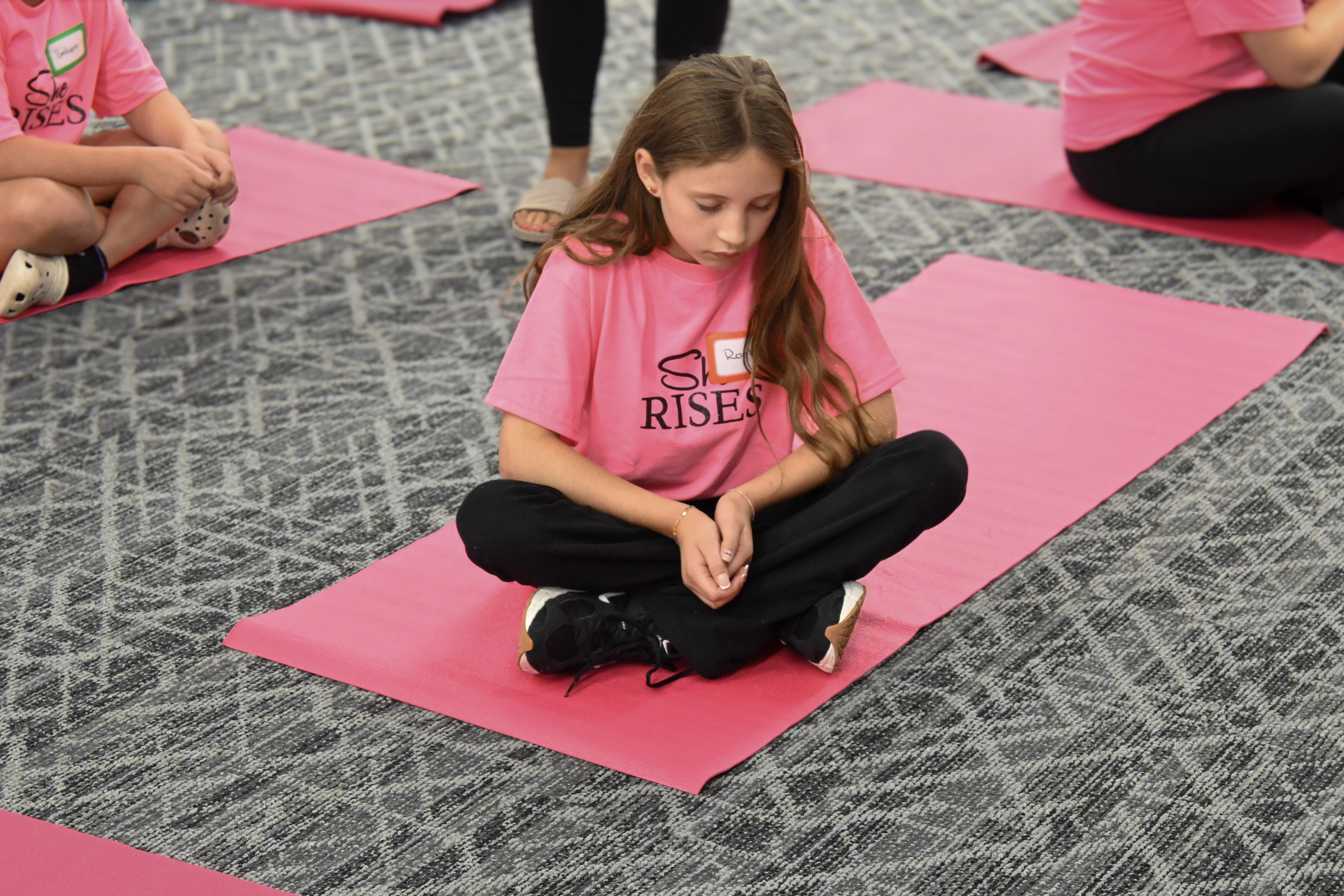 Teen girls meditation at Rise Up Camp