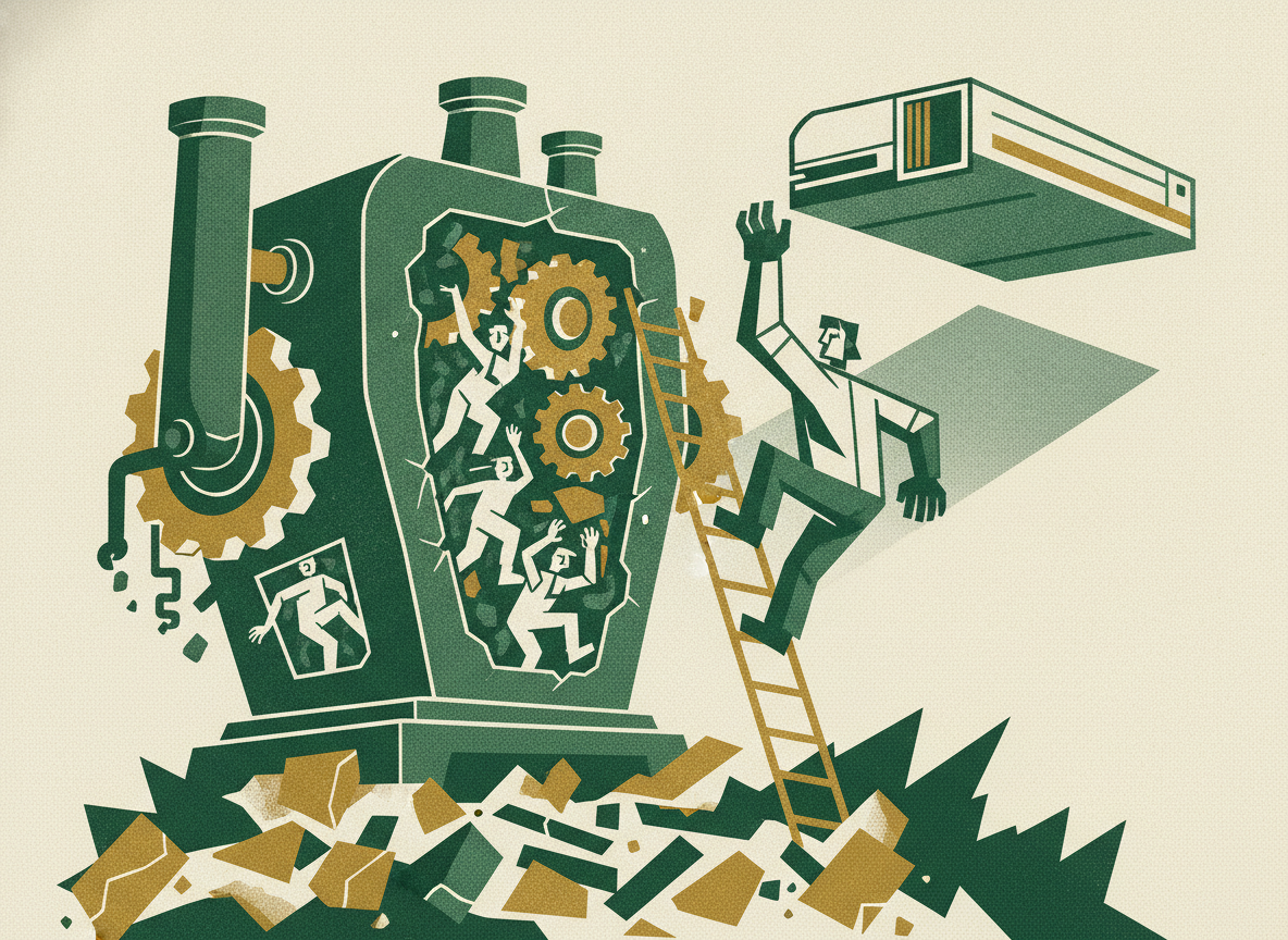 Woodcut illustration representing the cost of upgrading too late.