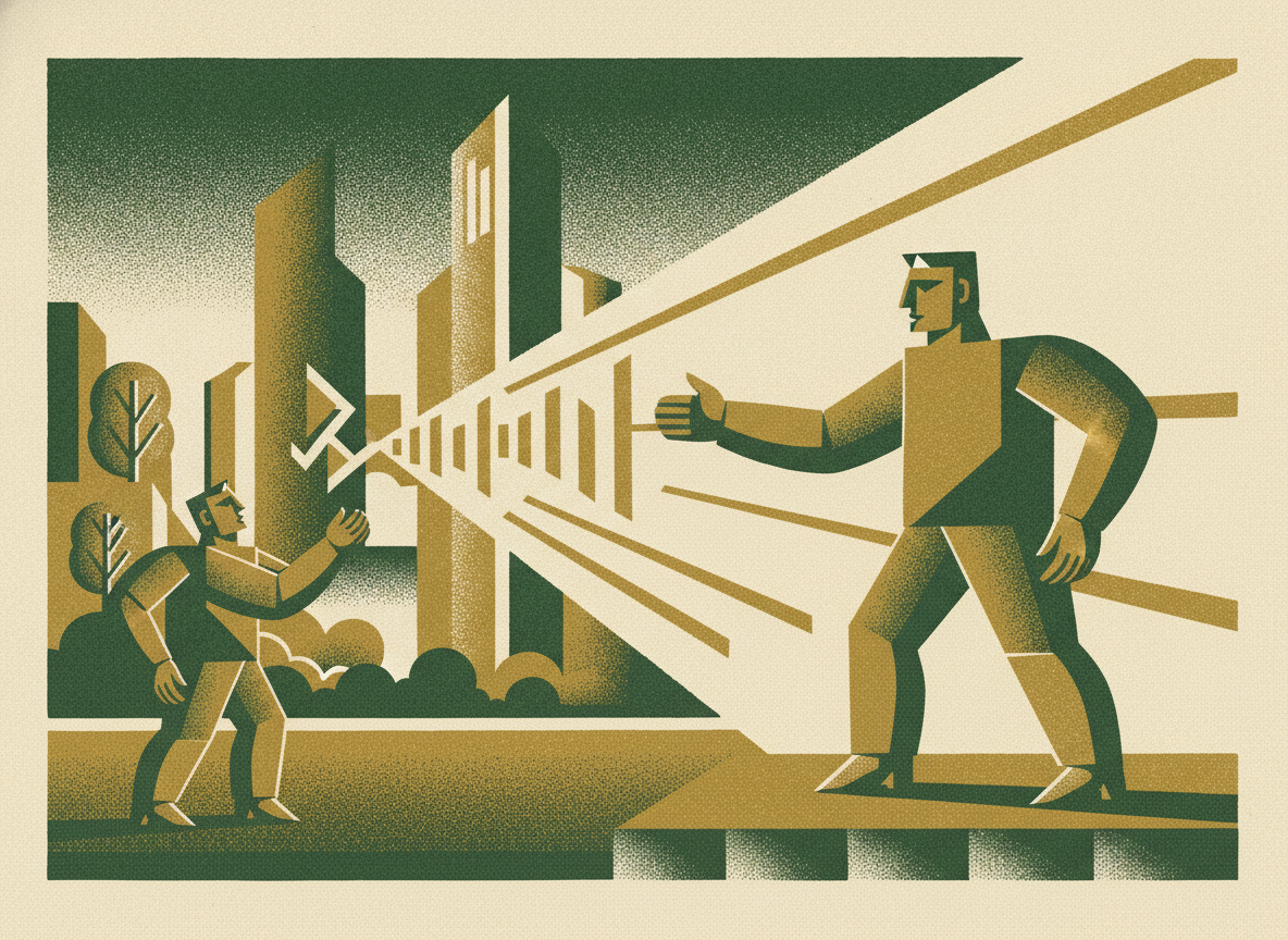 Woodcut illustration representing the signal you send.