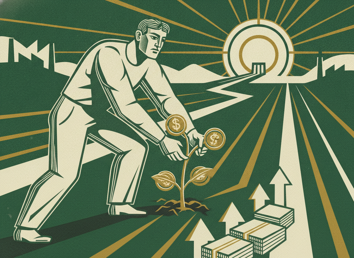 Woodcut illustration representing when you have cash, paying early is an investment.