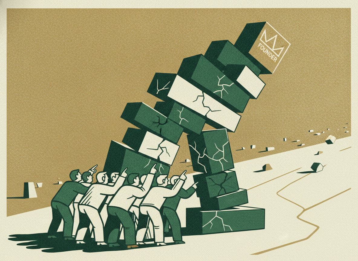 Woodcut illustration representing the concentration risk founders forget.