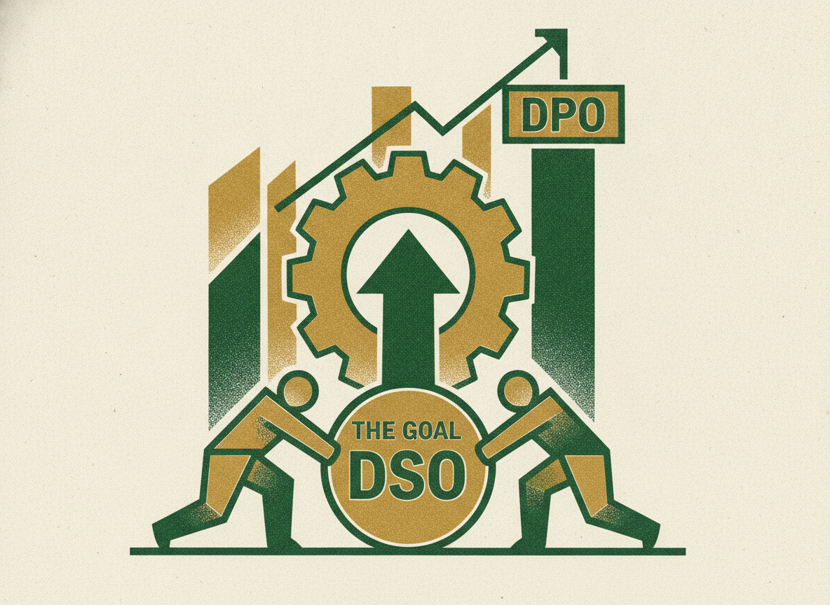 Woodcut illustration representing the goal: dpo higher than dso.