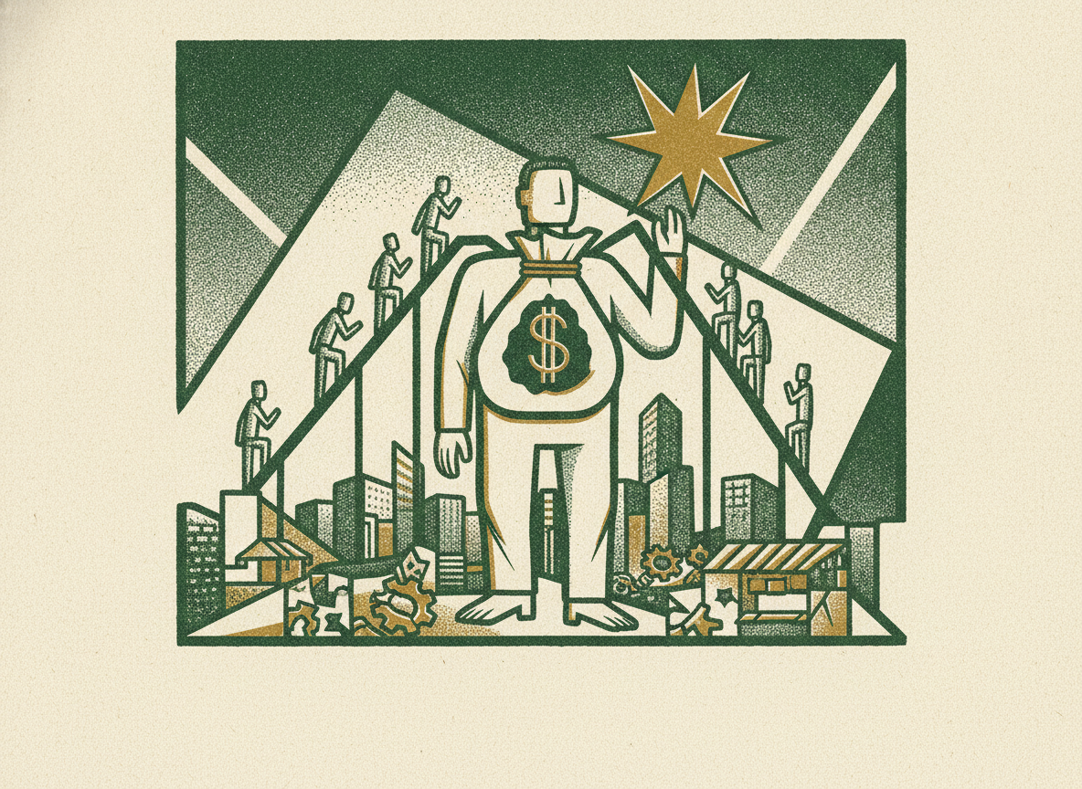 Woodcut illustration representing why gmv is the vanity metric of marketplaces.
