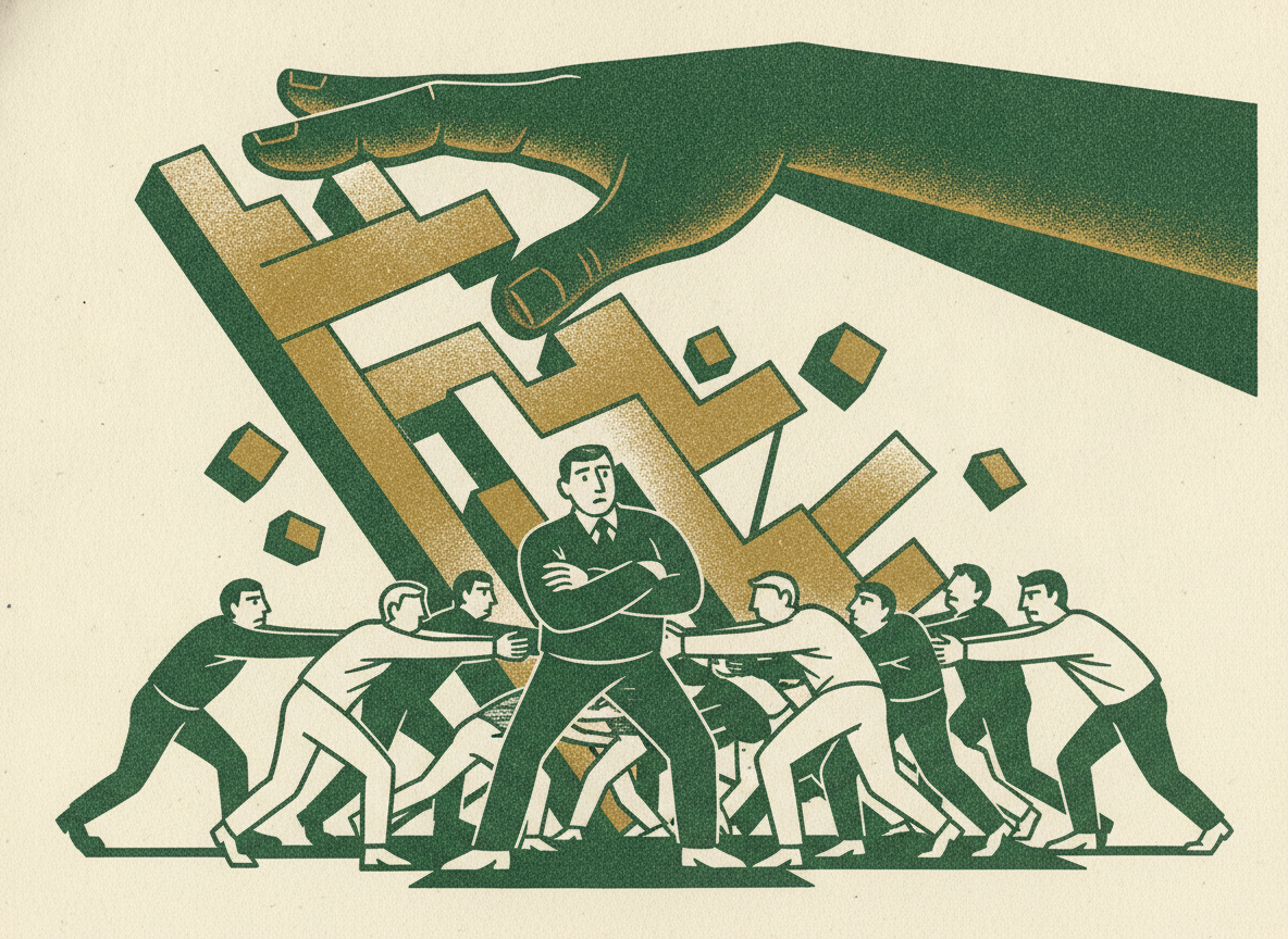 Woodcut illustration representing change management: the human side that sinks projects.