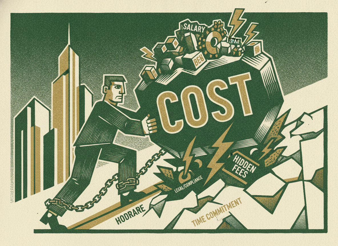 Woodcut illustration representing the fully-loaded cost most founders underestimate.