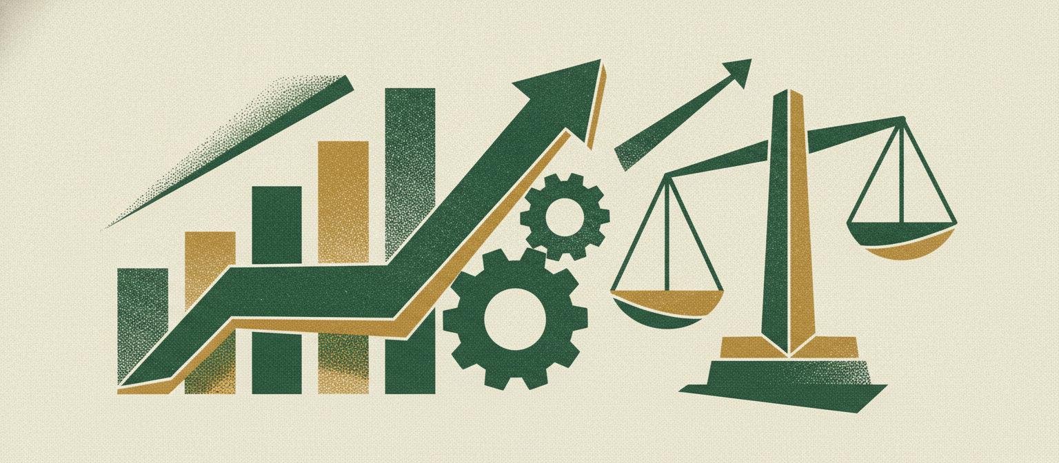 Wide woodcut finance frieze section divider.
