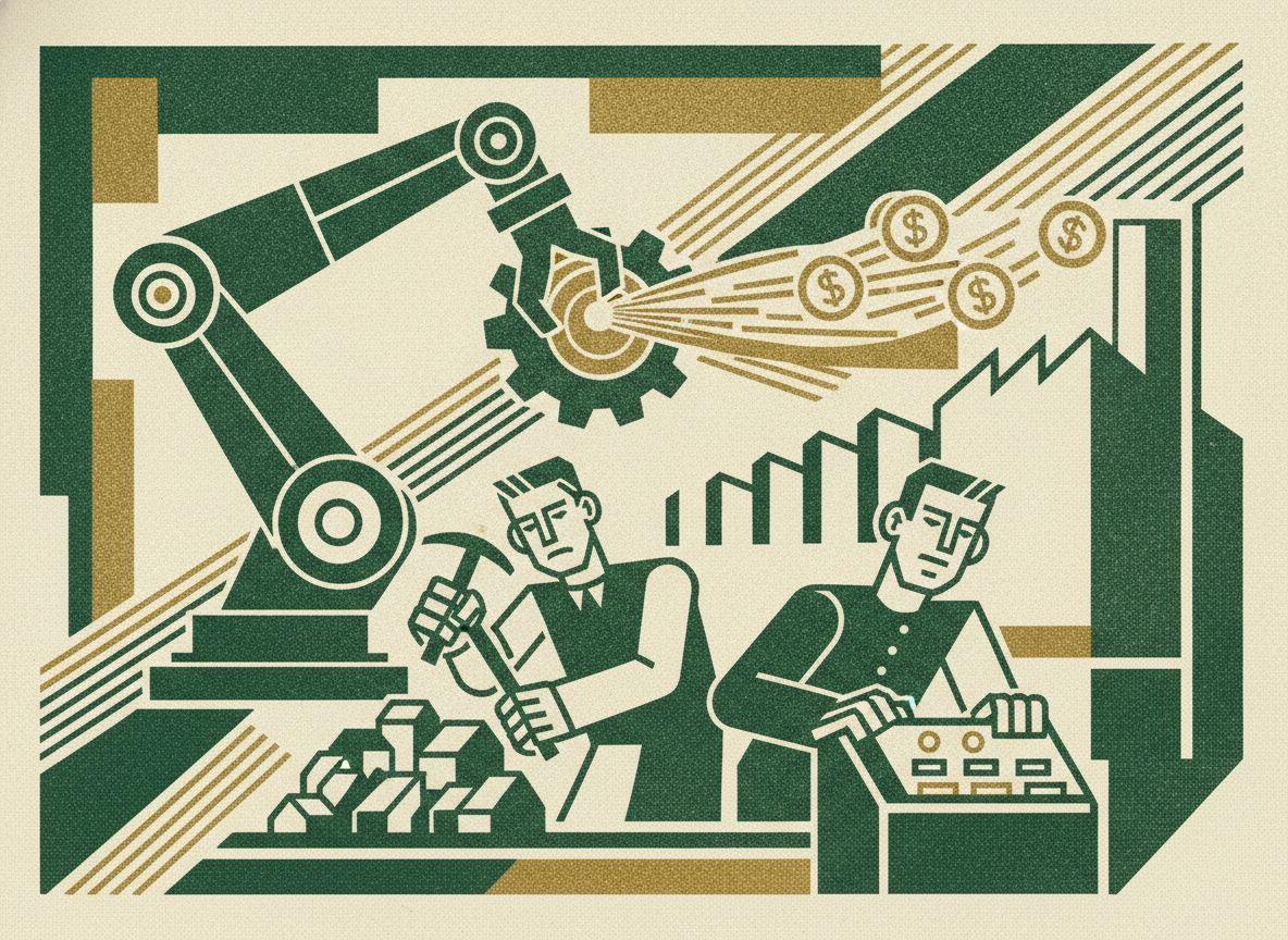 Woodcut illustration representing where automation earns its keep.