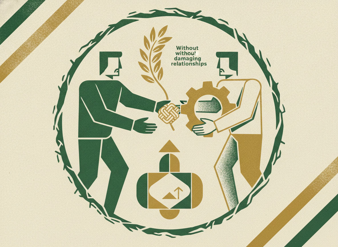 Woodcut illustration representing negotiating better terms without damaging relationships.