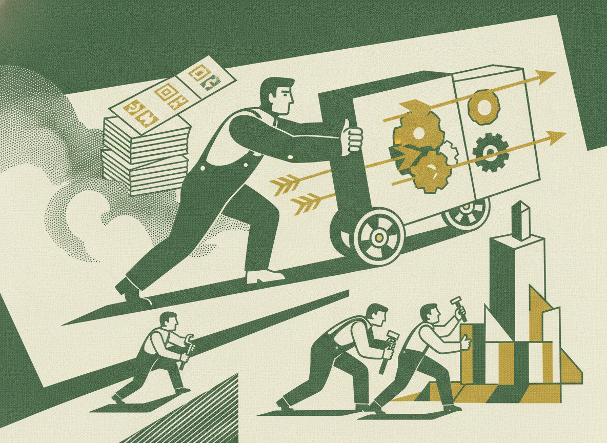 Woodcut illustration representing making budgets drive behavior, not gather dust.