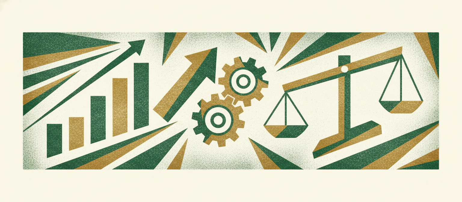 Wide woodcut finance frieze section divider.