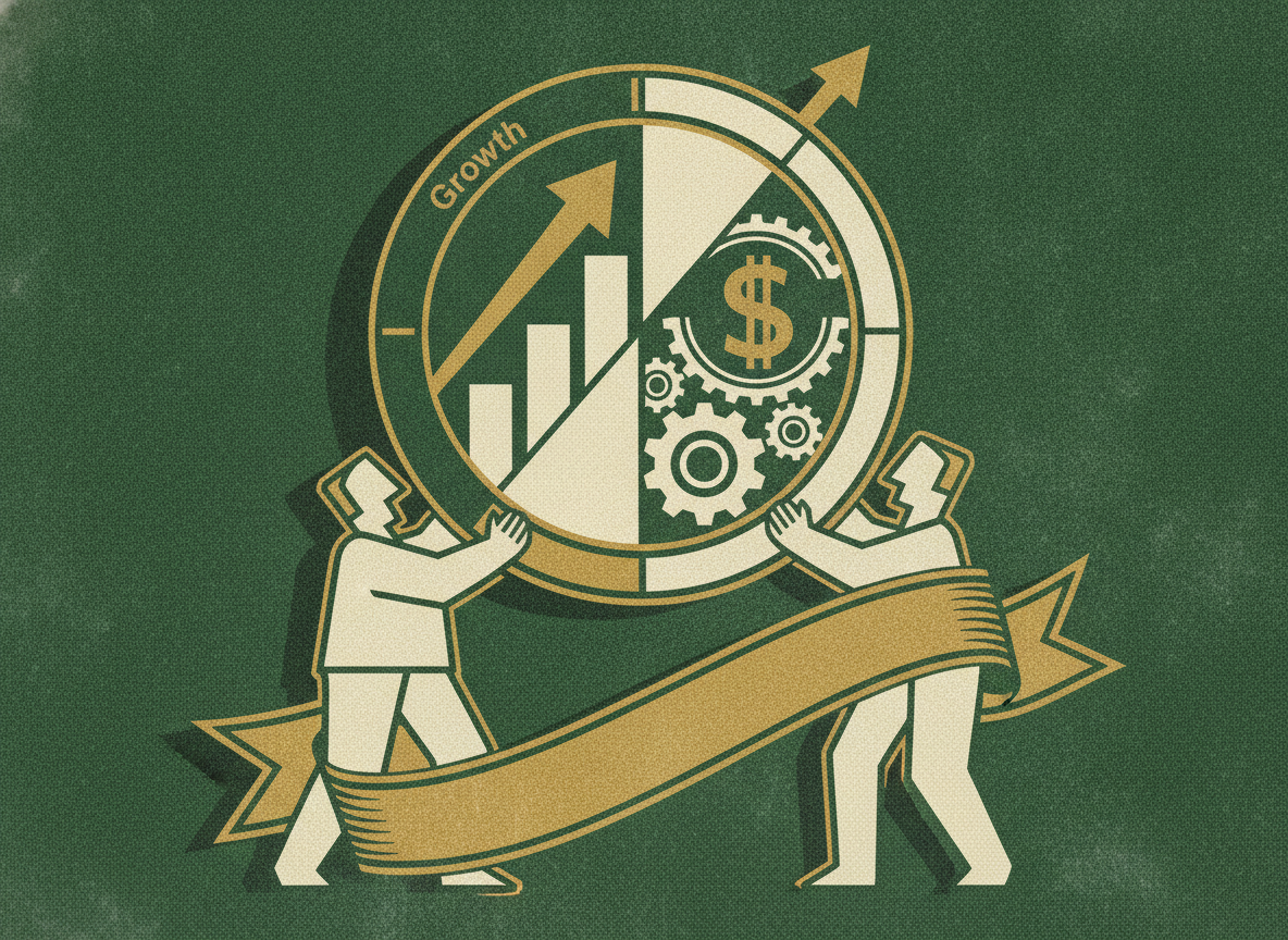 Woodcut illustration representing what the rule of 40 measures.