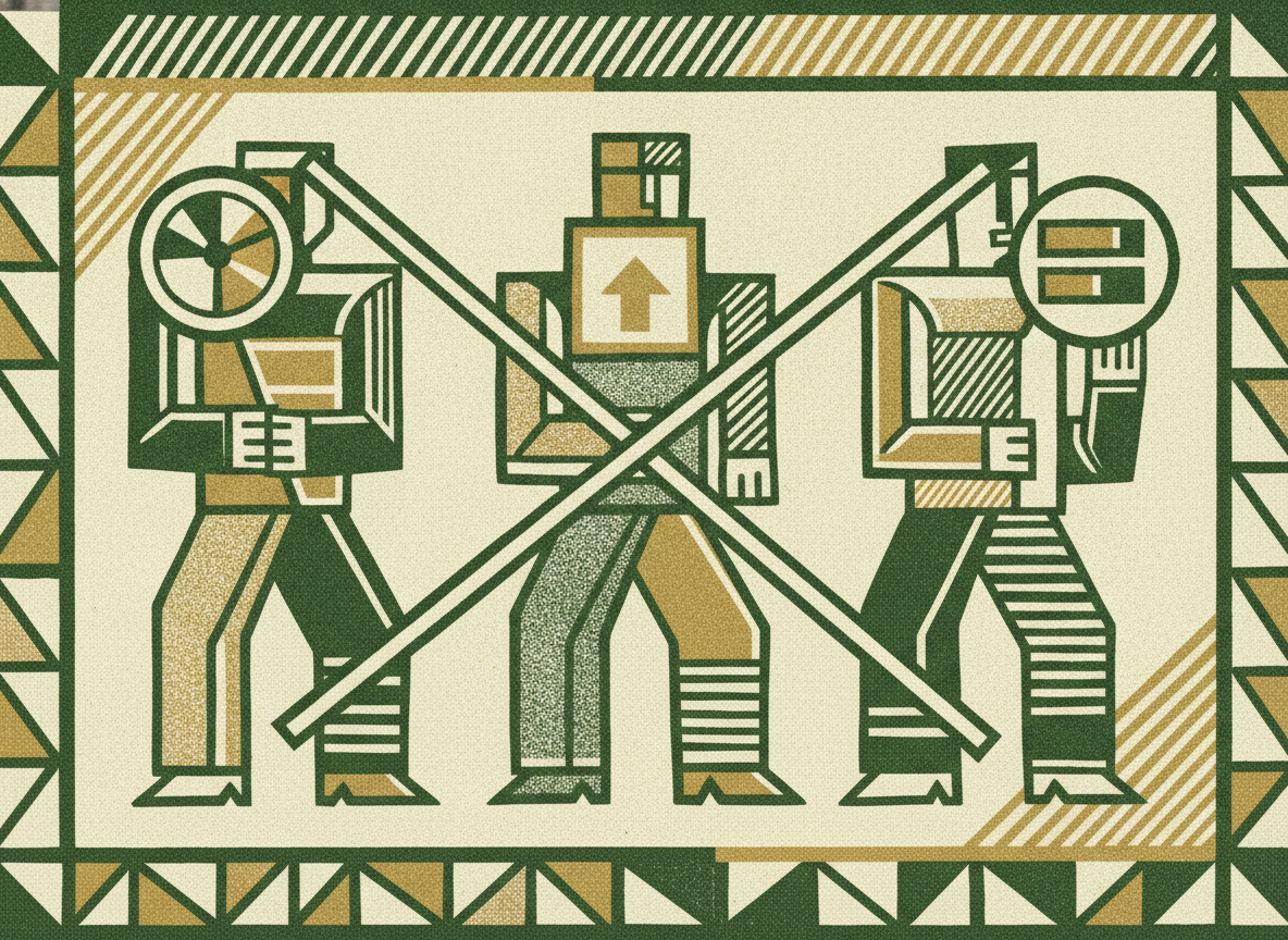 Woodcut illustration representing the three numbers that run a services business.