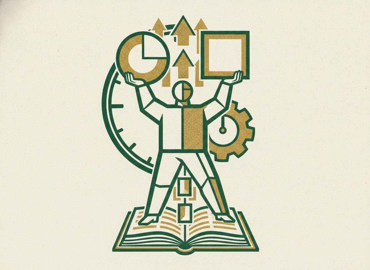 Woodcut illustration representing workflow three: reconciliation and reporting for a continuous close.