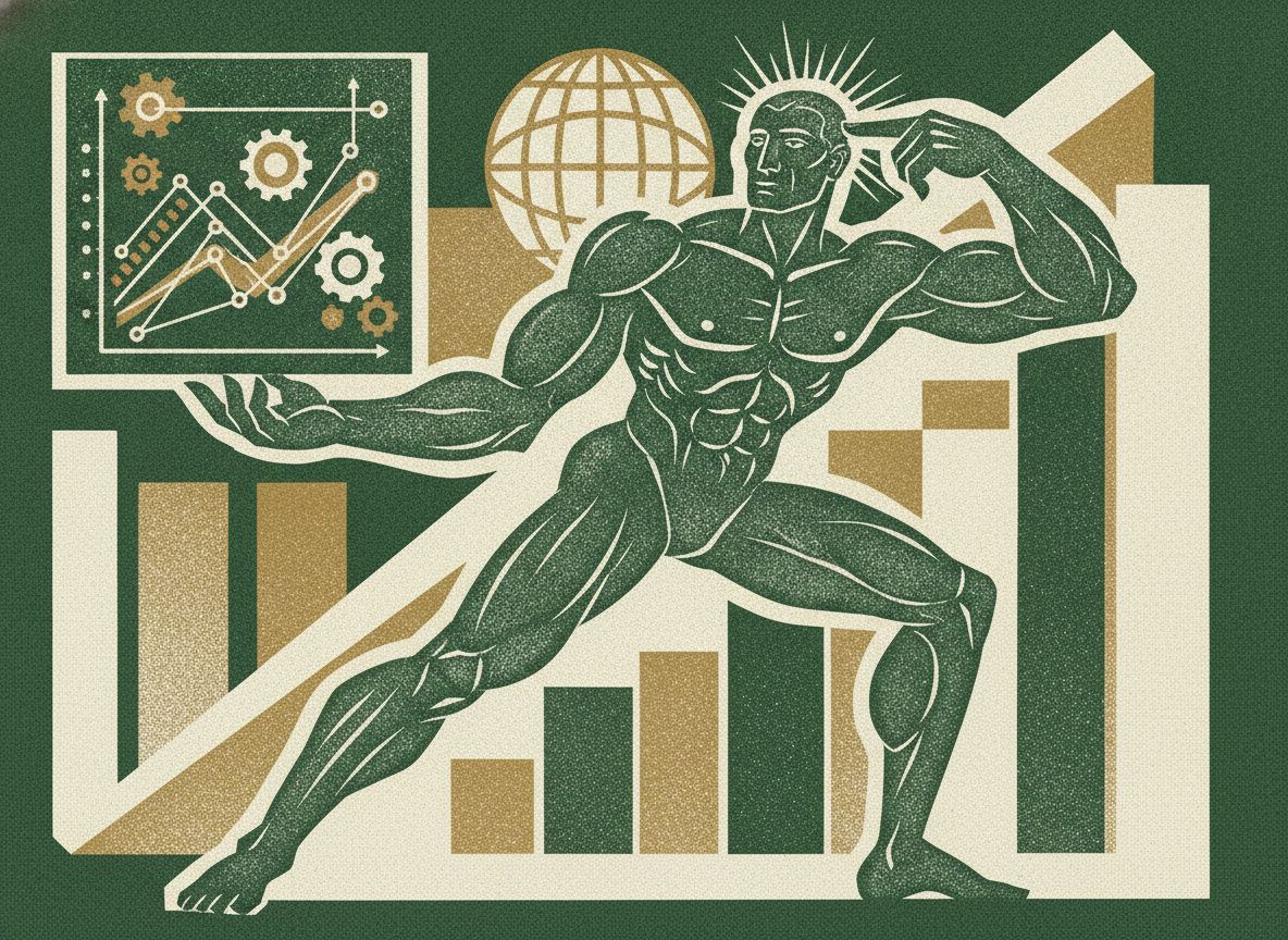 Woodcut illustration representing what humans should keep: financial modeling and judgment.