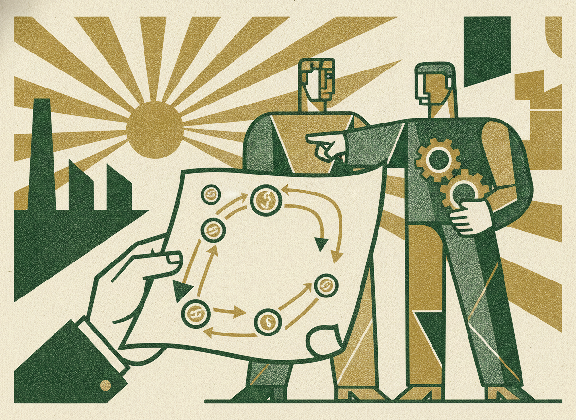 Woodcut illustration representing map the cash cycle before you manage it.