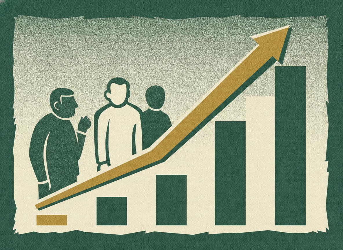 Woodcut illustration representing the data: revenue growth tops the 2026 cfo agenda.