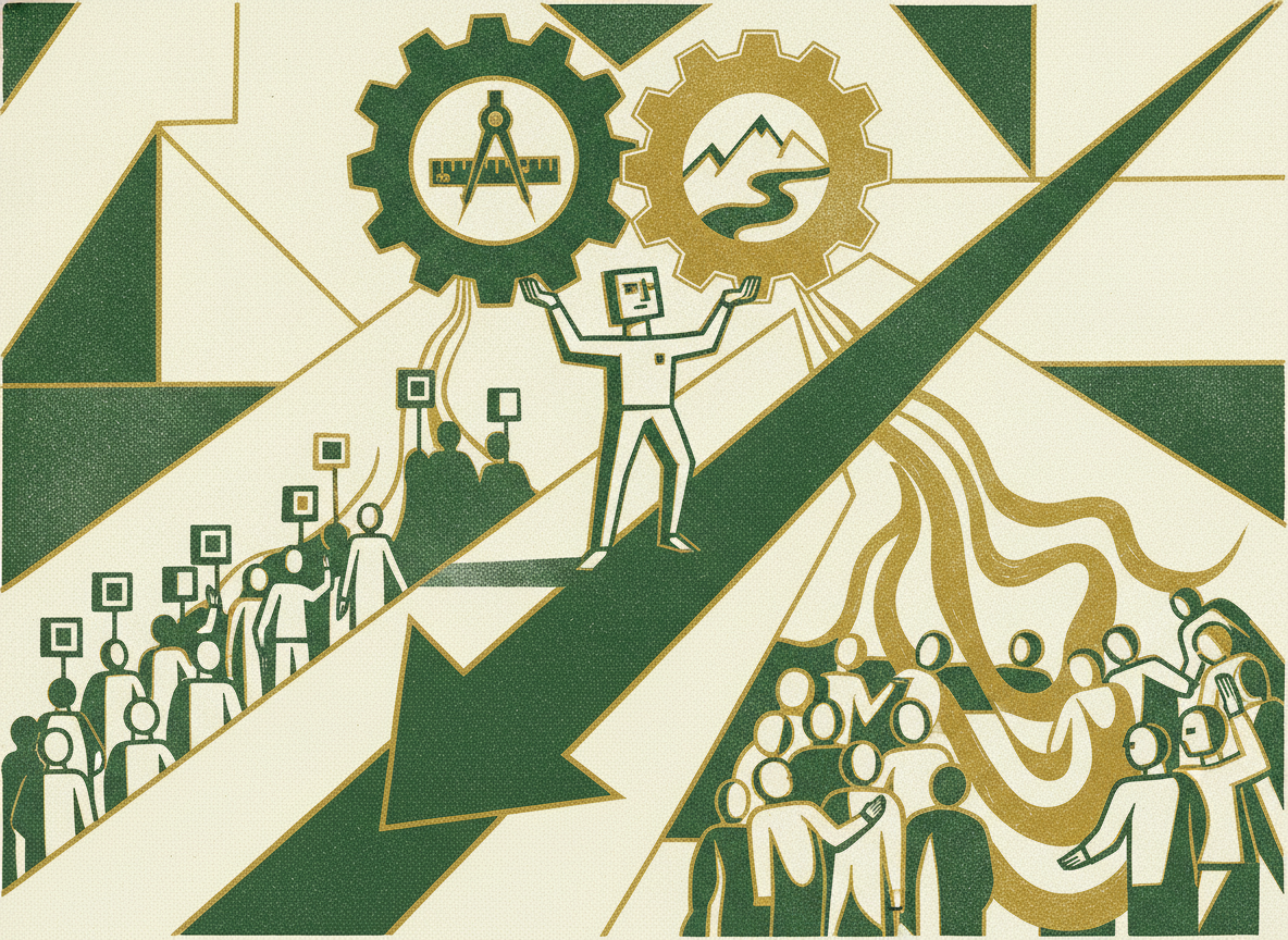 Woodcut illustration representing match the metrics to your situation.