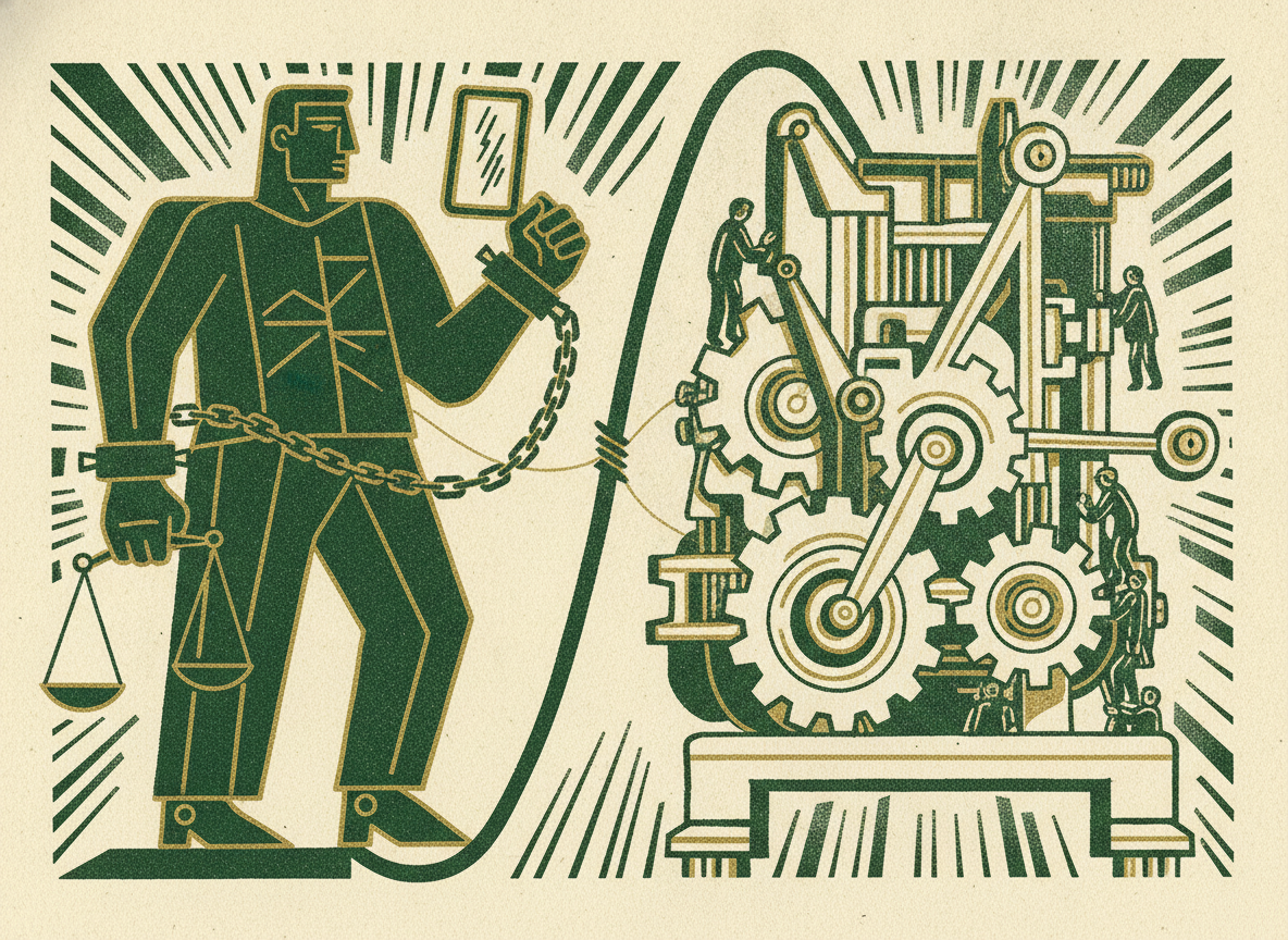 Woodcut illustration representing the false choice between accountability and bureaucracy.