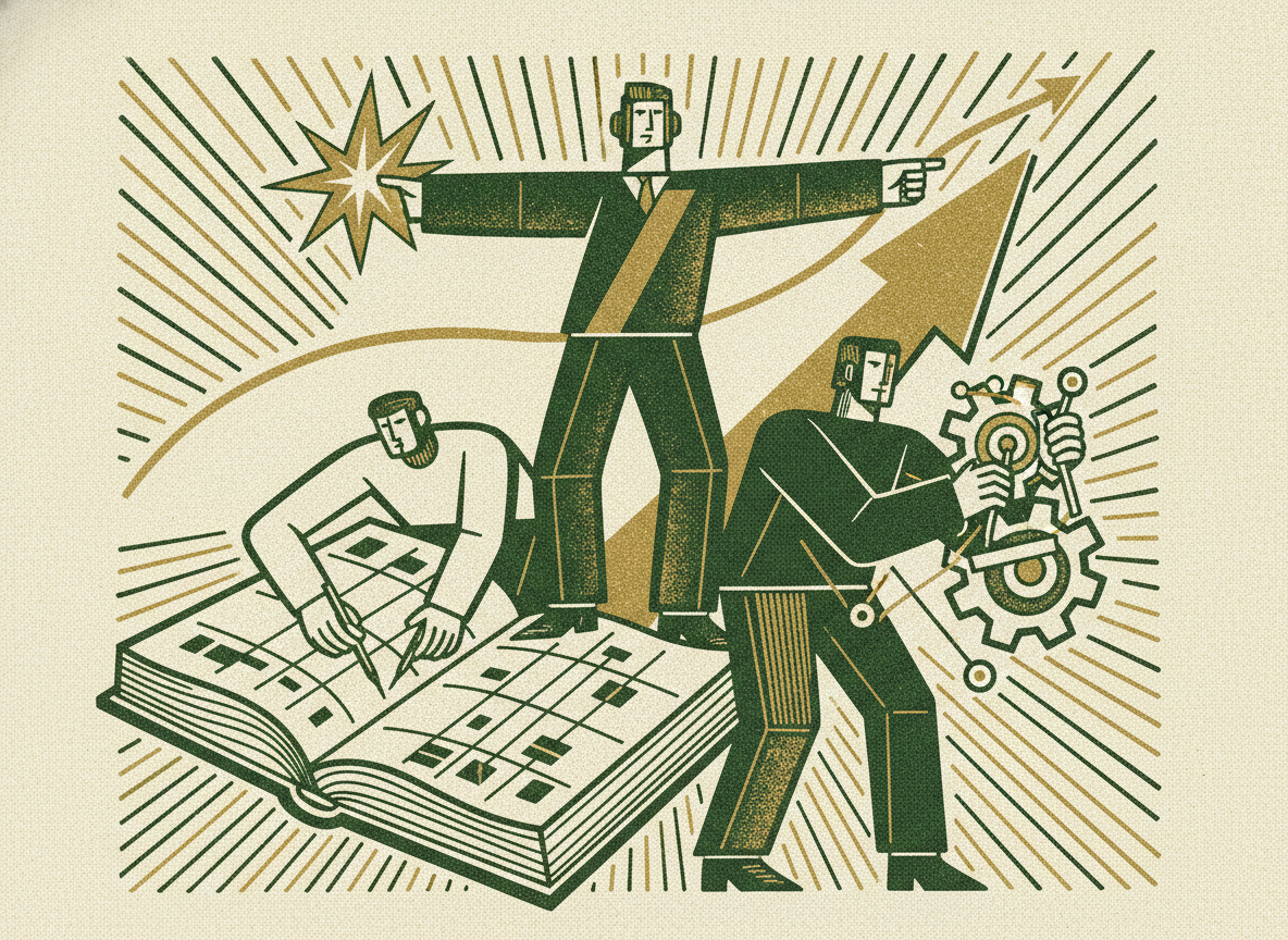 Woodcut illustration representing controller vs bookkeeper vs cfo.