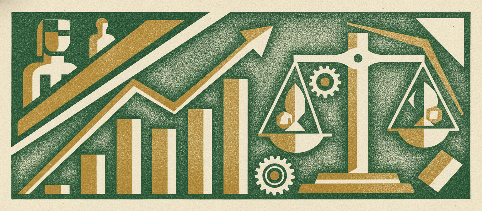 Wide woodcut finance frieze section divider.