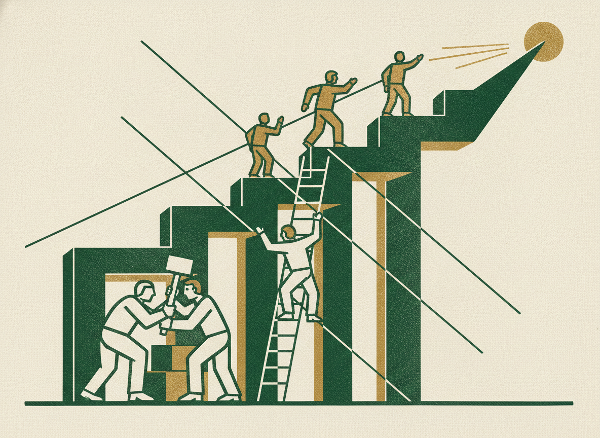 Woodcut illustration representing the benchmarks by concept.