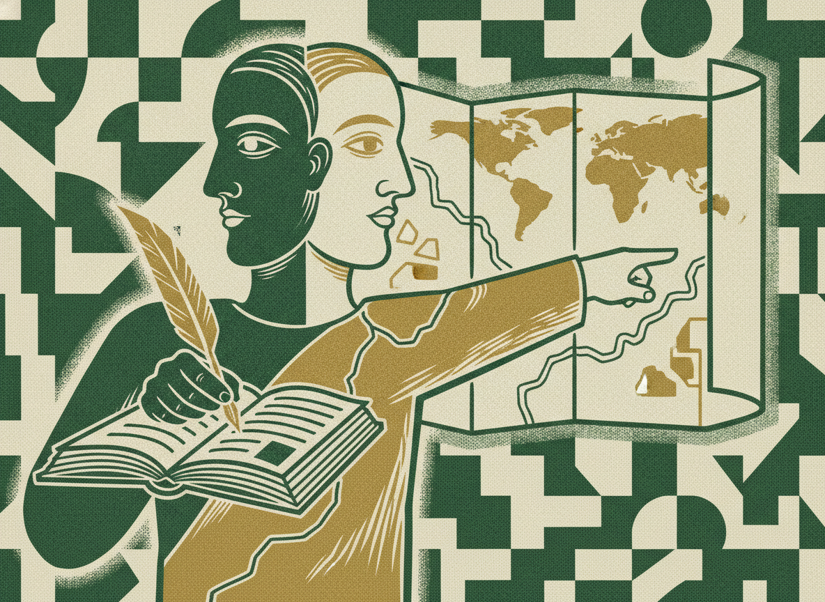 Woodcut illustration representing from scorekeeper to growth partner: redefining executive financial leadership.
