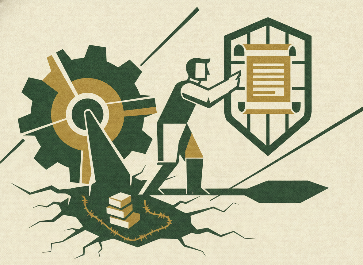 Woodcut illustration representing why growing companies need a risk register.