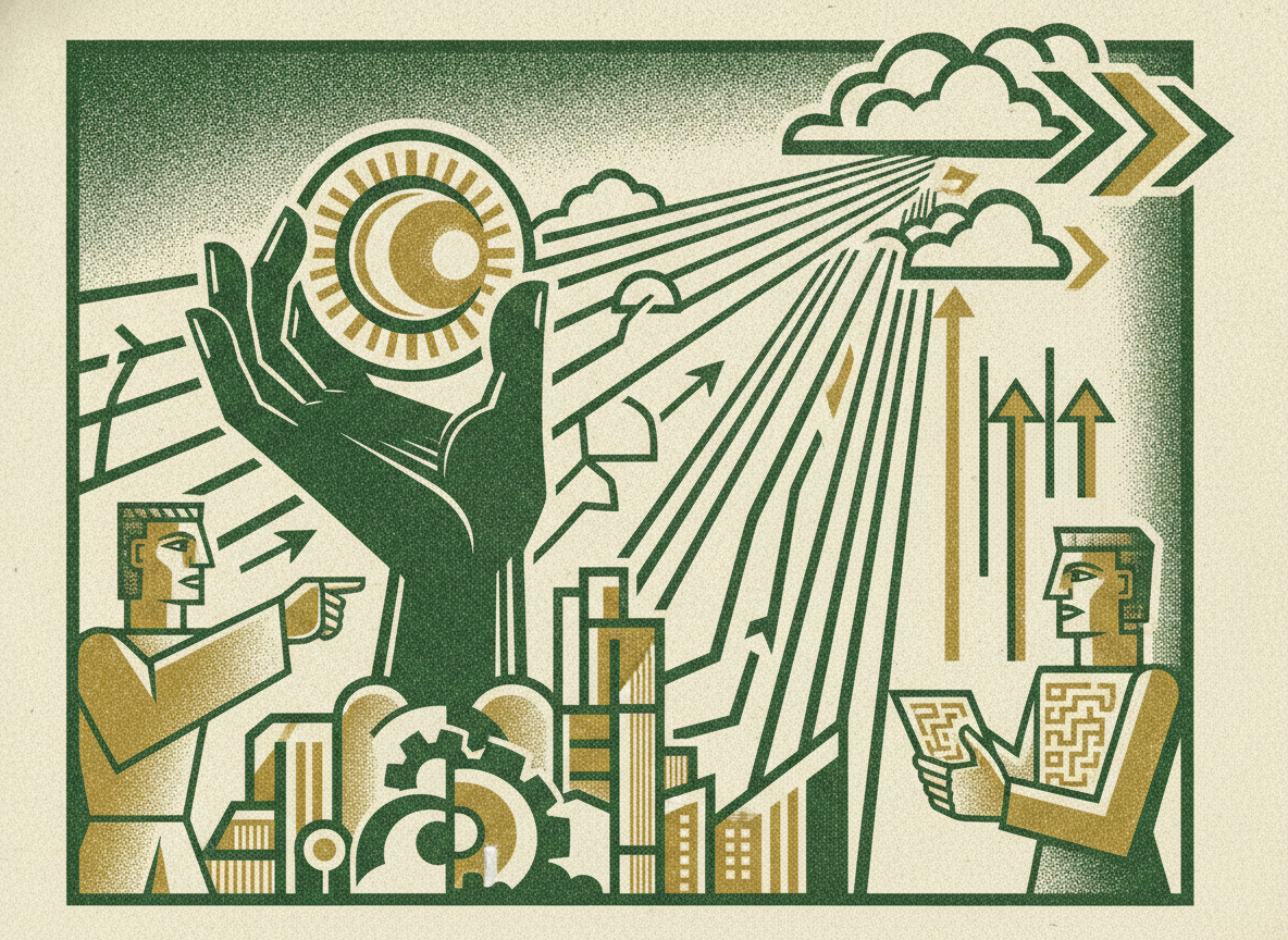 Woodcut illustration representing the real promise: better forecasts.
