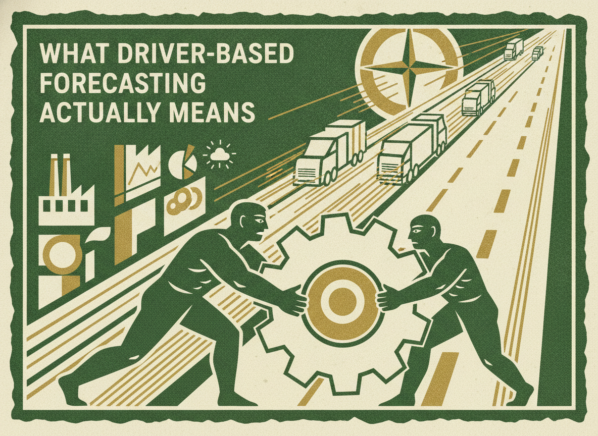 Woodcut illustration representing what driver-based forecasting actually means.