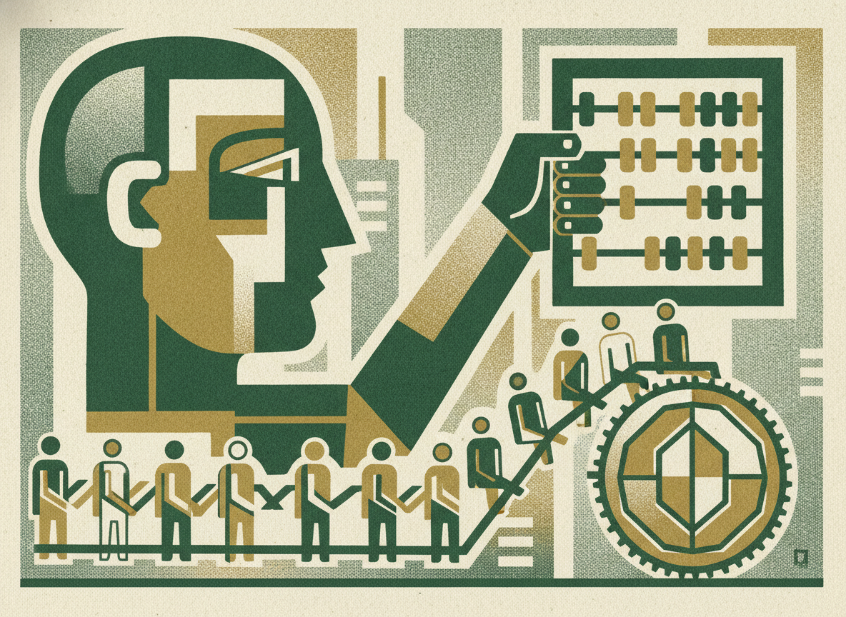 Woodcut illustration representing headcount is your biggest budget decision.