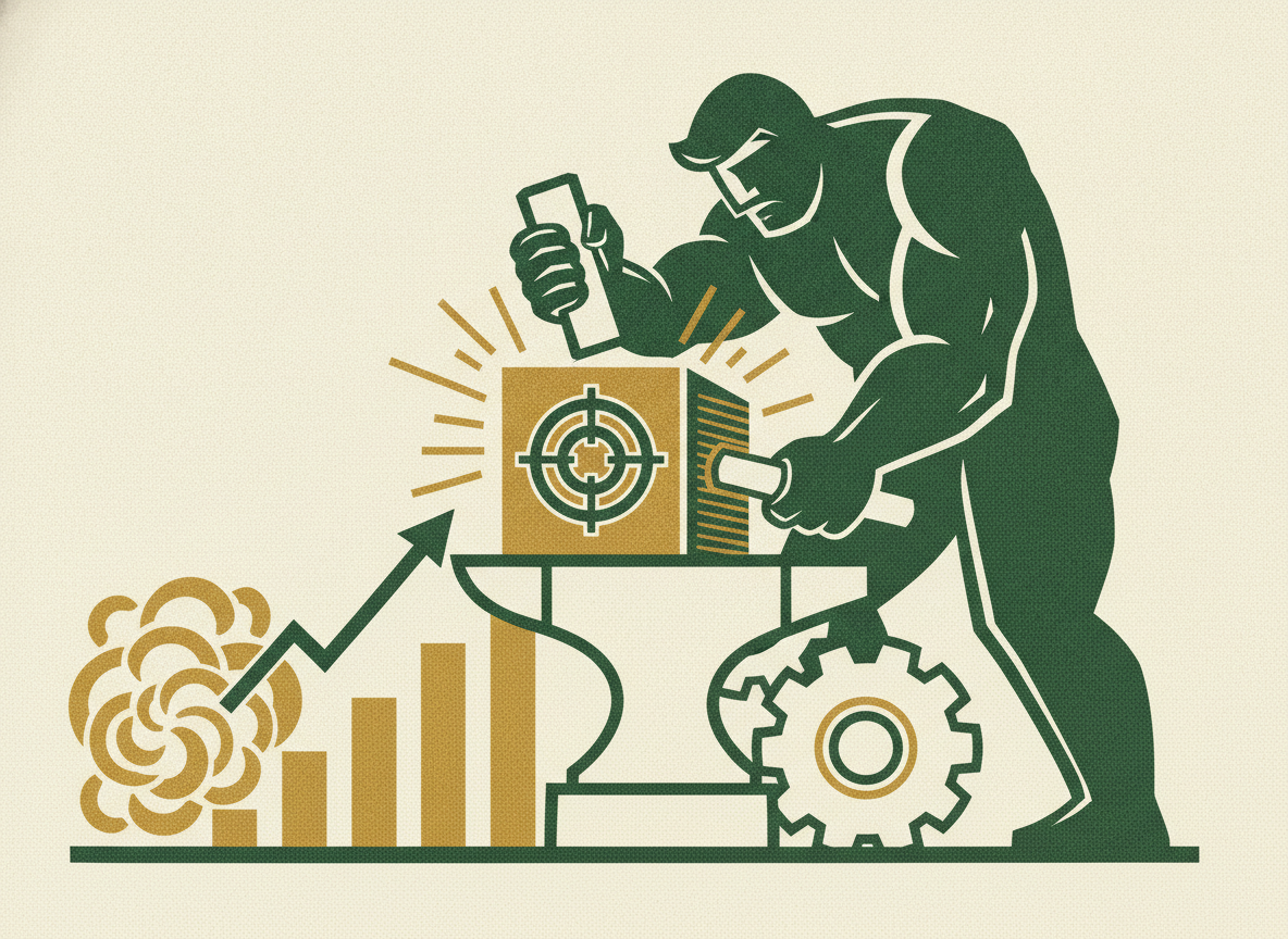 Woodcut illustration representing pricing to a target margin, not to the market.