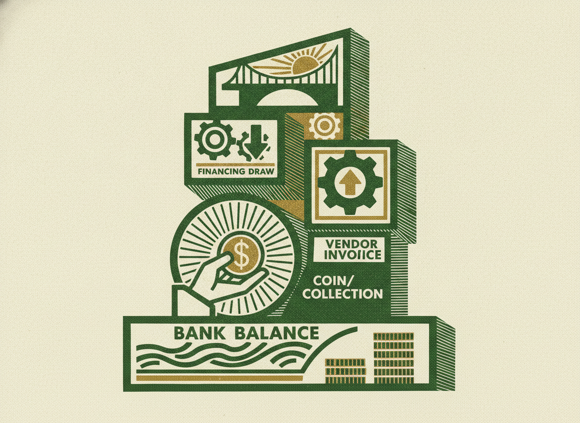 Woodcut illustration representing the five cash flow management inputs you actually need.