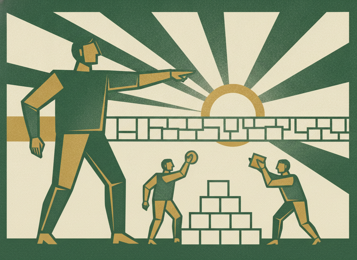 Woodcut illustration representing how much is responsible: the 10% line.