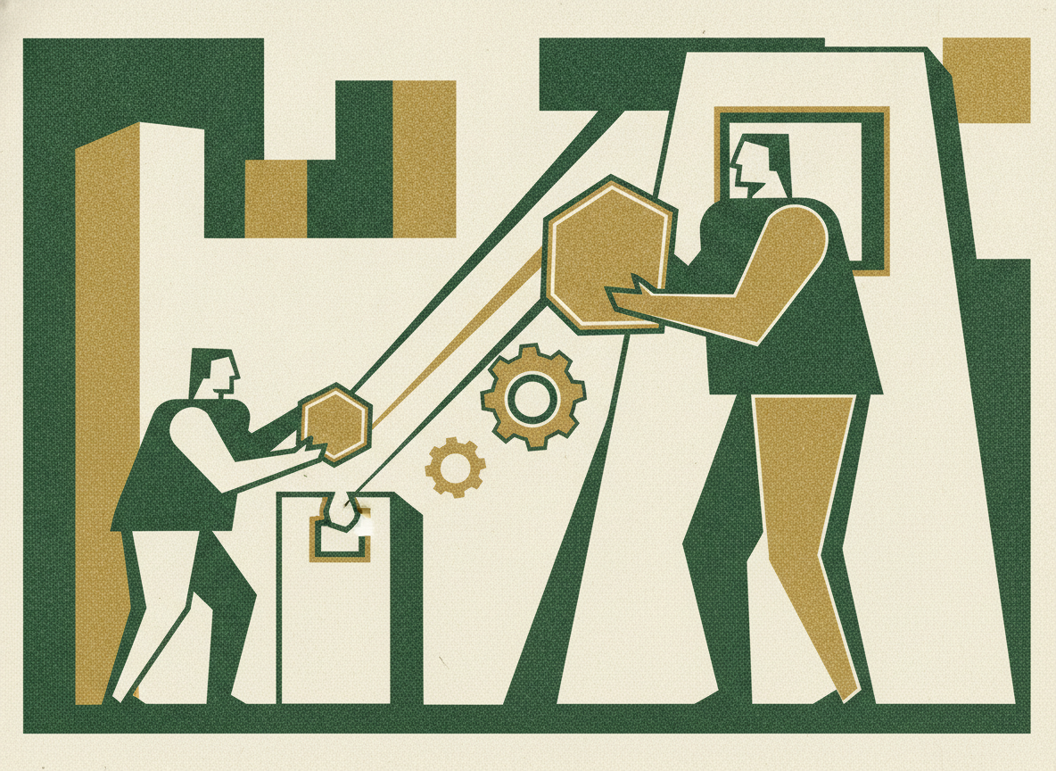 Woodcut illustration representing matching the decision to your size.