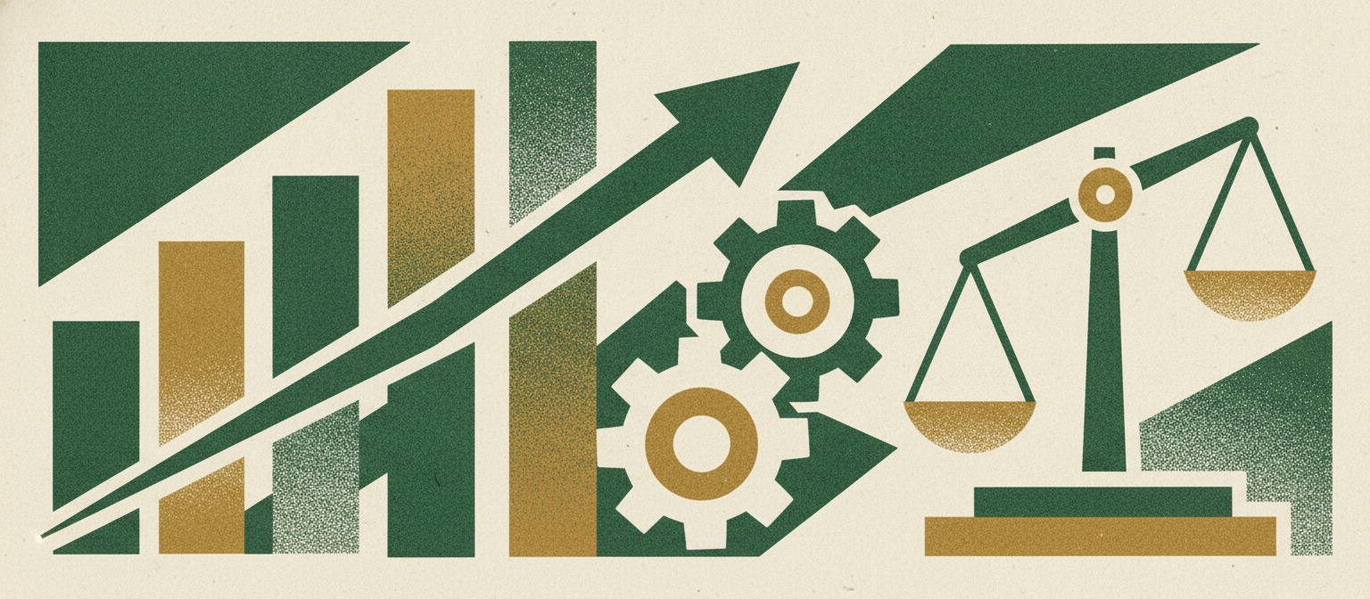 Wide woodcut finance frieze section divider.