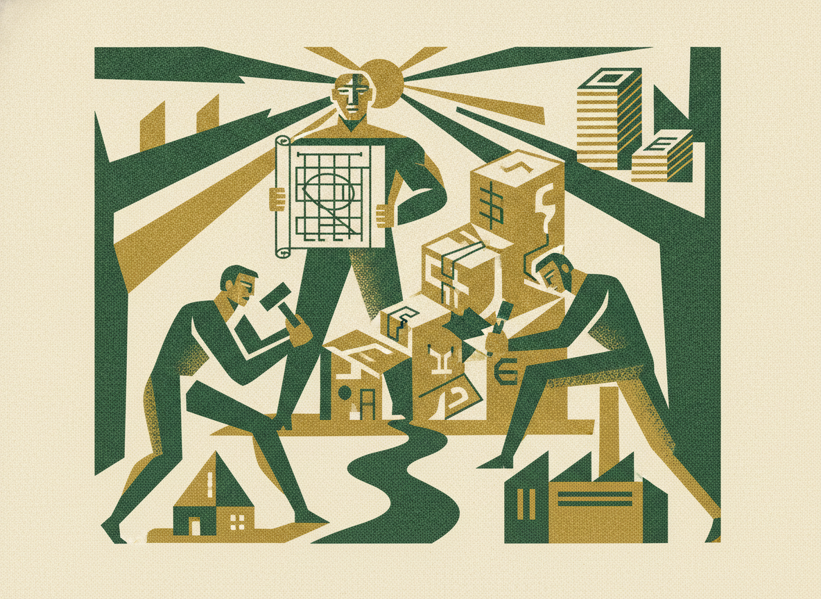 Woodcut illustration representing the tax and structure details.