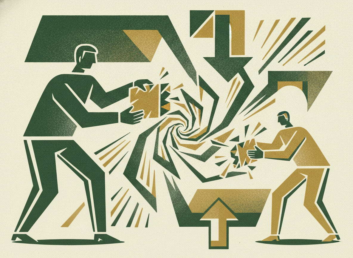 Woodcut illustration representing how dynamic discounting works.