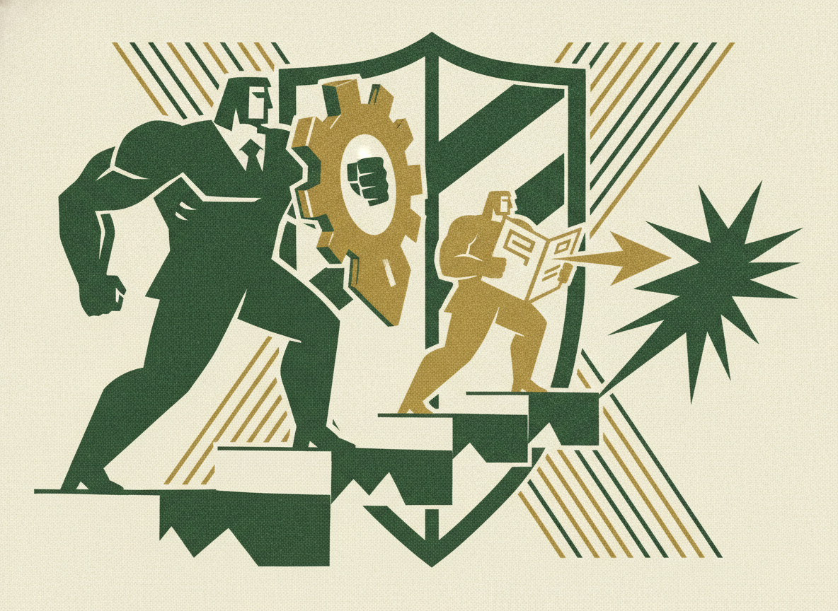Woodcut illustration representing the de-risking playbook.