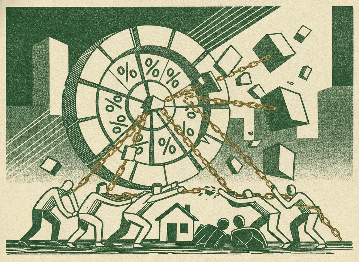 Woodcut illustration representing the problem with percentage-based budgets.