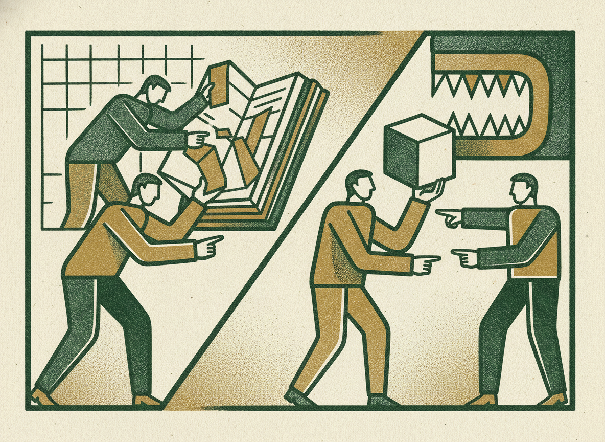 Woodcut illustration representing managing the number before you sell.