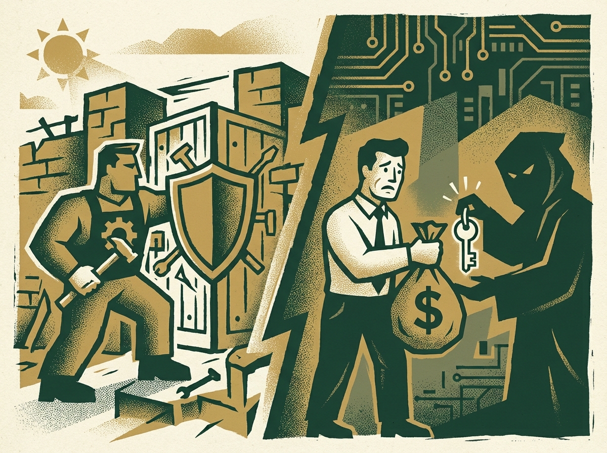 Ransomware demand screen showing cost of attack